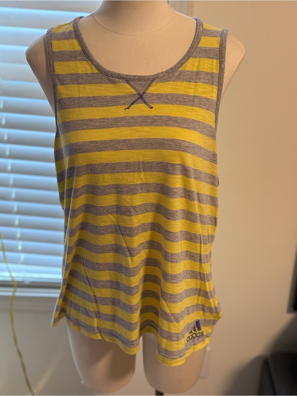 adidas Yellow and Gray Striped Women’s Tank